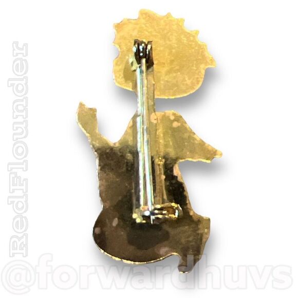 Vintage Gold Tone Angel Praying with Rhinestone Halo Brooch - Picture 4 of 9